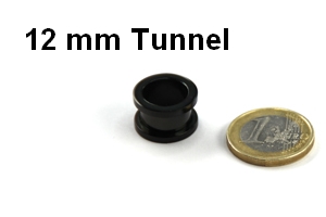 12mm Tunnel im Vergleich zu einer Euro Münze