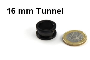 16mm Tunnel im Vergleich zu einer Euro Münze