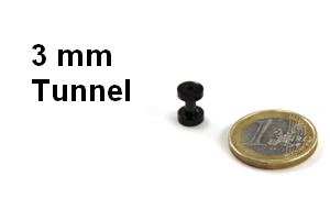 3mm Flesh Tunnel im Vergleich zu einer Euro Münze