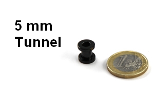 5mm Tunnel im Vergleich zu einer Euro Münze