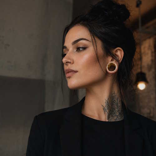 Gold Flesh Tunnel und goldene Ohr Plugs aus Chirurgenstahl 316L