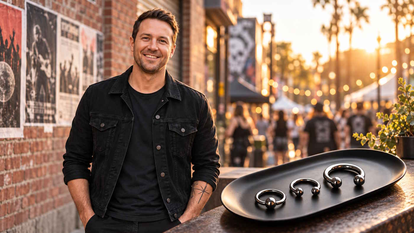 Mann mit Auswahl an Oetang Piercing Schmuck