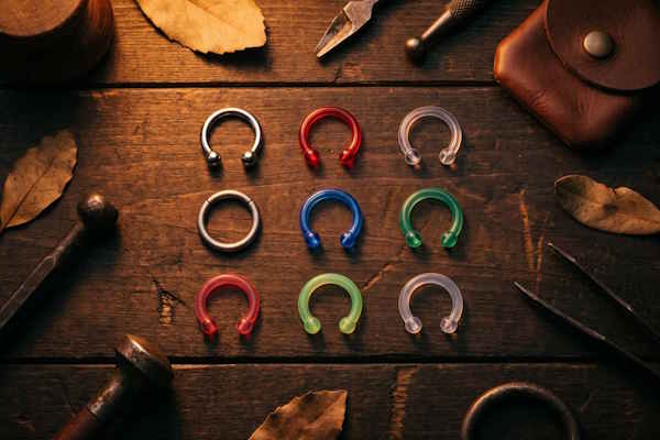 Smiley Piercing Schmuck in verschiedenen Materialien: Titan, PTFE, Chirurgenstahl