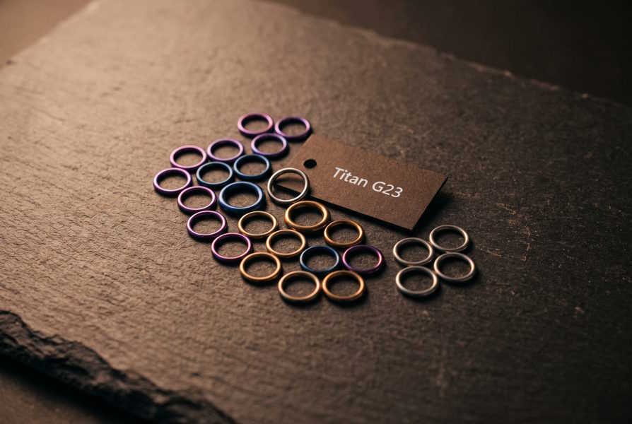 Titan G23 Piercing Schmuck in verschiedenen Farben – anodisiert lila, blau, gold, silber