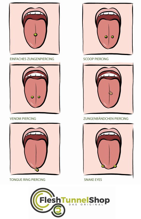 Arten von Piercings in der Zunge