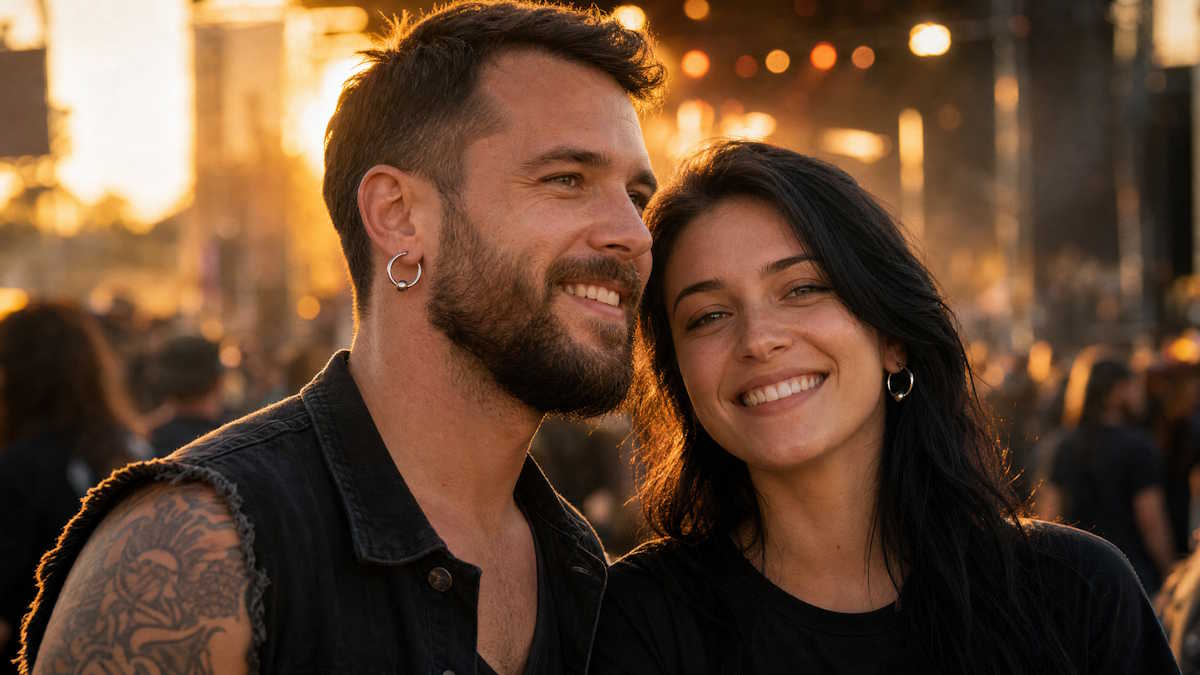 Mann und Frau mit BCR-Klemmkugelringen auf einem Metal-Festival