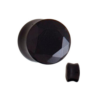 Glas Kristall Plug - schwarz 10 mm