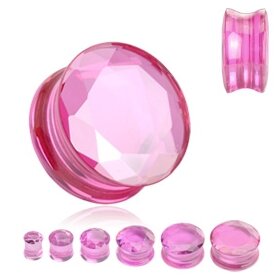 Glas Kristall Plug - pink 8 mm