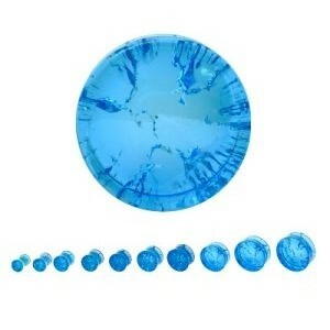 Glas Plug - Riss - Blau 6 mm