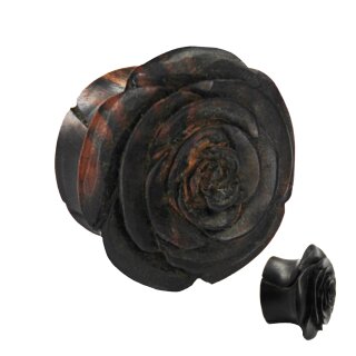 Holz Plug - Rose - Dunkelbraun 20 mm