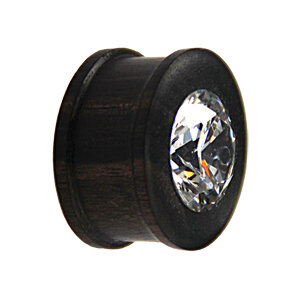 Holz Plug - Kristall - Schwarz 4 mm