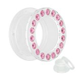 Flesh Tunnel - Kunststoff - Klar - Kristall Pink 4 mm