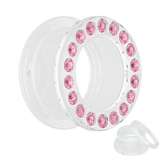 Flesh Tunnel - Kunststoff - Klar - Kristall Pink 5 mm