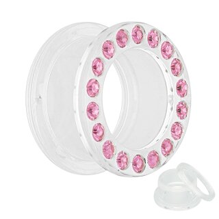 Flesh Tunnel - Kunststoff - Klar - Kristall Pink 6 mm