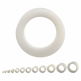 Flesh Tunnel - Silikon - Weiß - dünner Rand 8 mm