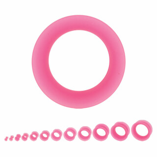 Flesh Tunnel - Silikon - Pink - dünner Rand 8 mm