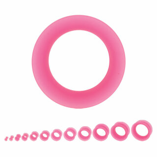 Flesh Tunnel - Silikon - Pink - dünner Rand 10 mm