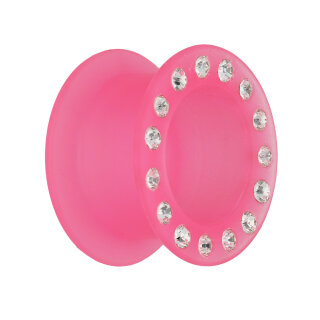 Flesh Tunnel - Silikon - Pink - Kristall 10 mm