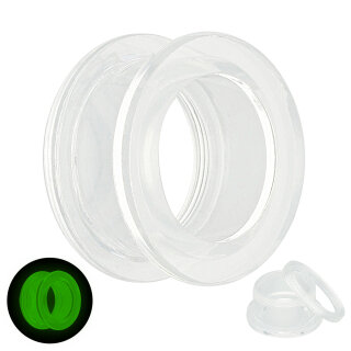Glow in the dark - Flesh Tunnel - Kunststoff - Klar 8 mm