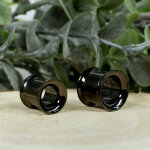 Double Flare Flesh Tunnel - Stahl - Schwarz - GEWINDE