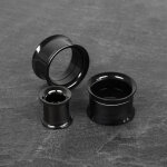 Double Flare Flesh Tunnel - Stahl - Schwarz - GEWINDE