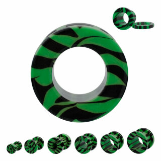 Flesh Tunnel - Kunststoff - Zebra - Grün 3 mm