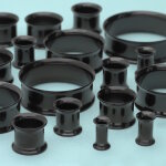 Double Flare Flesh Tunnel - Stahl - Schwarz 18 mm