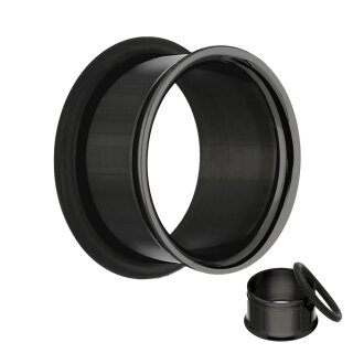 Single Flare Flesh Tunnel - Stahl - Schwarz 12 mm