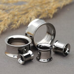 Double Flare Flesh Tunnel - Stahl - Silber - GEWINDE 10 mm
