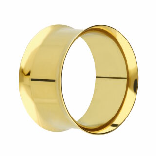 Gold double flared Stahl Flesh Tunnel 12 mm