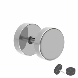Piercing Fake Plug - Titan - Silber [3.] - 1.2 x 8 mm