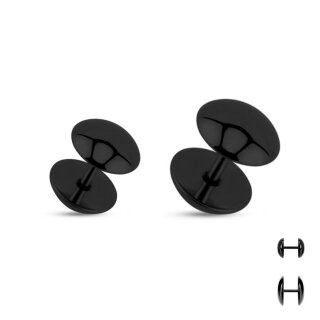 Classic Piercing Fake Tunnel - Schwarz - Halbrund [2.] - 12 mm