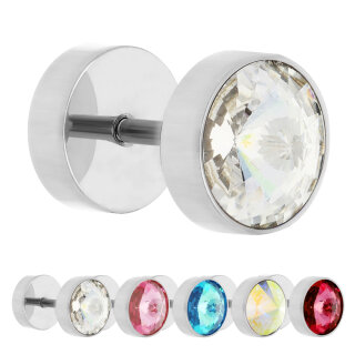 Piercing Fake Plug - Silber - Kristall #2 [4.] - crystal