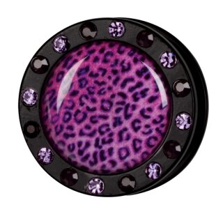 Kristall Bild Plug - Gewinde - Pink Leopard