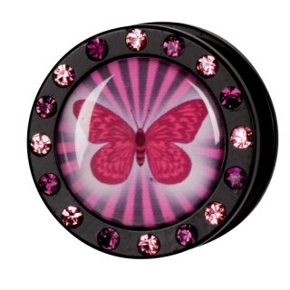 Kristall Bild Plug - Gewinde - Schmetterling
