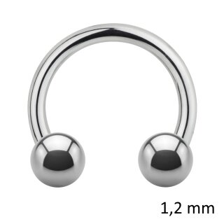 Piercing Hufeisen - Stahl - Silber - 1.2mm [01.] - 1.2 x 5 mm (Kugeln: 2.5mm)