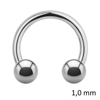 Piercing Hufeisen - Stahl - Silber - 1.0mm [02.] - 1.0 x 6 mm (Kugeln: 2.5mm)