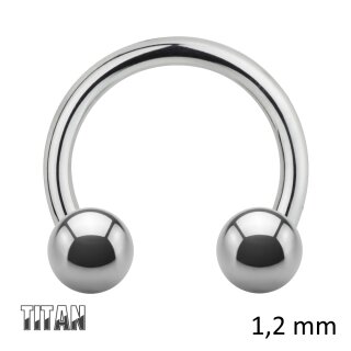 Piercing Hufeisen - Titan - Silber - 1.2mm [02.] - 1.2 x 8 mm (Kugeln: 3mm)