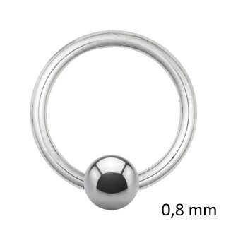 Piercing Klemmring - Stahl - Silber - 0.8mm [04.] - 0.8 x 9 mm (Kugel: 3mm)