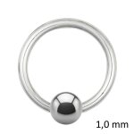 Piercing Klemmring - Stahl - Silber - 1.0mm [01.] - 1.0 x 6 mm (Kugel: 3mm)