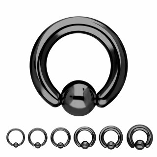 Piercing Klemmring - Stahl - Schwarz - 2.0mm bis 6.0mm [14.] - 2.5 x 12 mm (Kugel: 5mm)