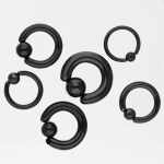 Piercing Klemmring - Stahl - Schwarz - 2.0mm bis 6.0mm [14.] - 2.5 x 12 mm (Kugel: 5mm)