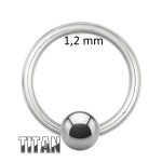 Piercing Klemmring - Titan - Silber - 1.2mm [03.] - 1.2 x 10 mm (Kugel: 3mm)