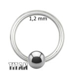 Piercing Klemmring - Titan - Silber - 1.2mm [04.] - 1.2 x 12 mm (Kugel: 4mm)