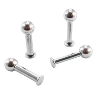 Piercing Labret - Stahl - Silber - 2.0mm bis 2.5mm [02.] - 2.5 x 10 mm (Kugel: 5mm)