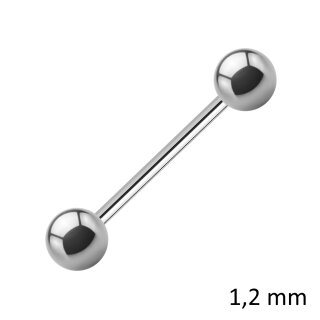 Piercing Stab - Stahl - Silber - 1.2mm [01.] - 1.2 x 5 mm (Kugeln: 3mm)