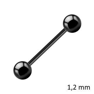 Piercing Stab - Stahl - Schwarz - 1.2mm [09.] - 1.2 x 20 mm (Kugeln: 4mm)
