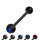 Piercing Stab - farbig - Kristall [01.] - Stab: schwarz - Kristallfarbe: blau