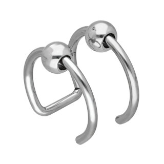 Ear Cuff - Silber - 2 Ringe - Kugel [2.] - 1.6mm x 10mm x 4mm