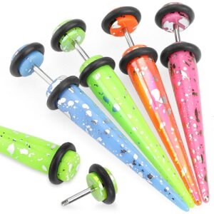 Fake Dehnungsstab - Kunststoff - Neon [4.] - pink-silber